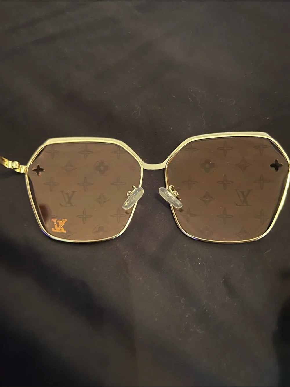 Louis Vuitton Gold Metal Frame Sunglasses with Brown Lenses